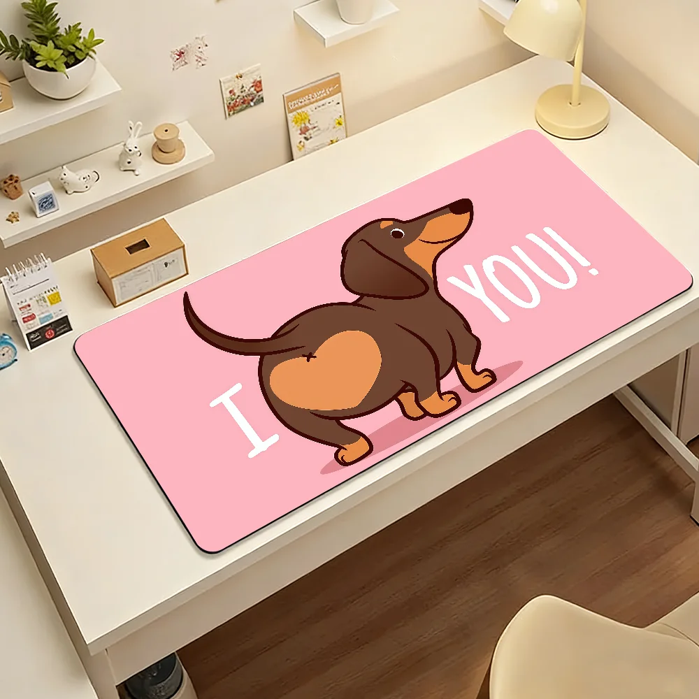 

Милый мультяшный щенок таксы, коврик для мыши из искусственной кожи, большой офисный настольный коврик, водонепроницаемый коврик для клавиатуры, игровой коврик для мыши