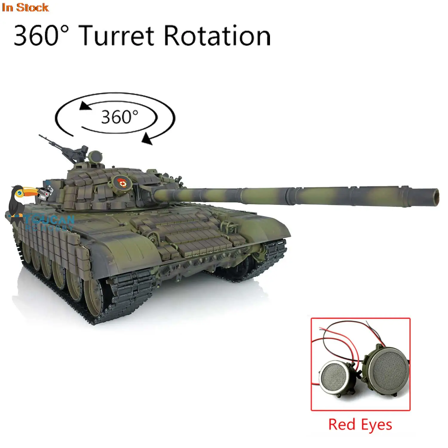 

NEW 1/16 Heng Long Military War RC Tank 7.0 Russia T72 3939 Red Eyes Wireless Off-road 360° Rotation Electric Army Toys TH20564