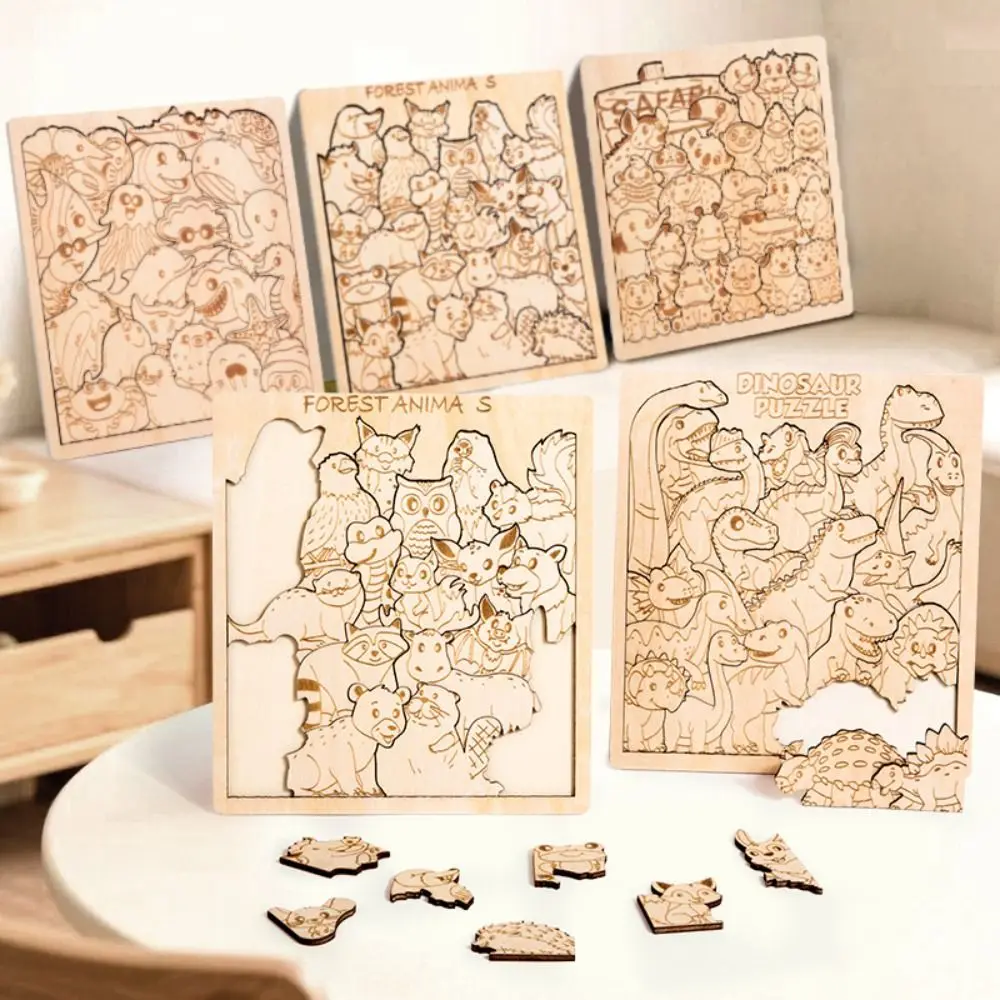 Puzzle in legno di animali Puzzle impilabili Giocattoli Dinosauro Animali della foresta Puzzle educativo per bambini Ragazzi Ragazze Regali Decorazioni natalizie