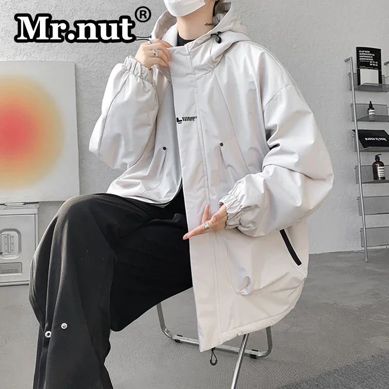 Mr.nut Hooded Oversize Men's Thickened Jacket Autumn Winter Outdoor Climbing Suit 8XL-M Cotton-padded Jacket Unisex Thermal Tops