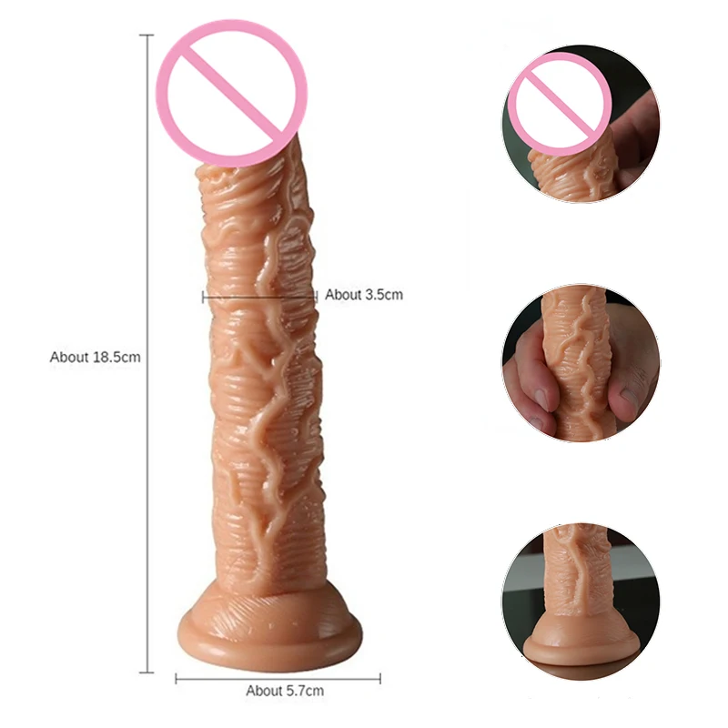 Simulação realista Big Dildo com alça de pênis para mulheres, Brinquedo do sexo feminino, Masturbador vaginal e anal, Dick com ventosa, Lésbicas