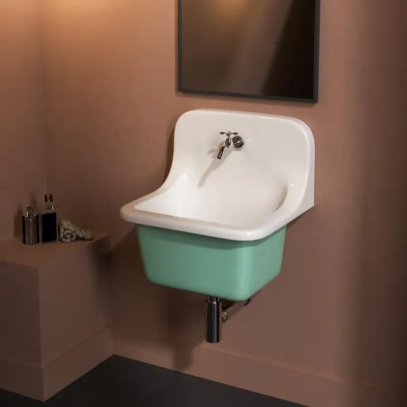 YAORetro Ceramic Wall Mounted Washbasin with Back Plate Integrated Deep Basin for Bathroom Shampoo Sink Export Quality