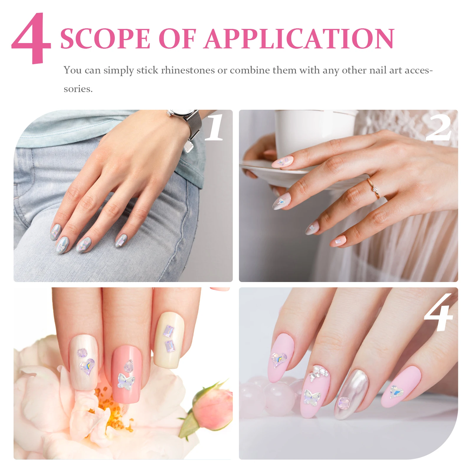 

40Pcs Nail Art Rhinestones Set Premium Plastic Shiny Gems for DIY Nails Decor Manicure Jewelry Craft Supplies Nail Rhinestone