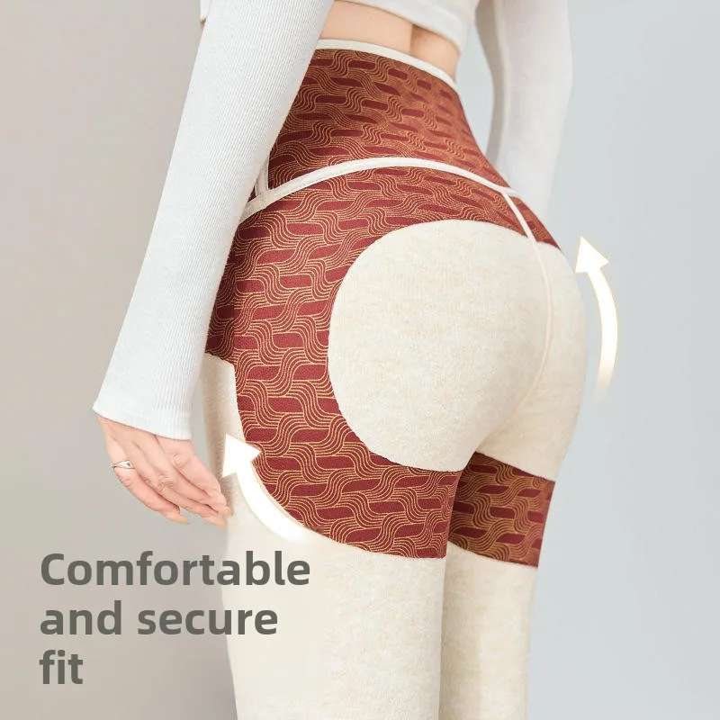 Thiened الصوف الحرير arkskin اليوغا السراويل النسائية ملابس خارجية Fce اصطف قاعدة طبقة السراويل الأبيض الدفء الخريف الشتاء بنطلون