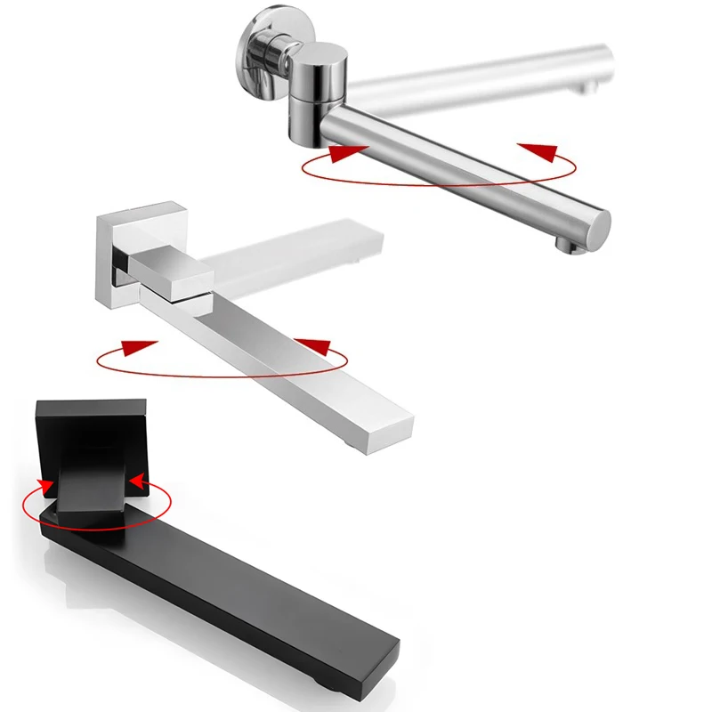 Wall Mounted Faucet Spout Brass Chrome Square And round Shower Arm Bathtub Faucet Accessories Effluent