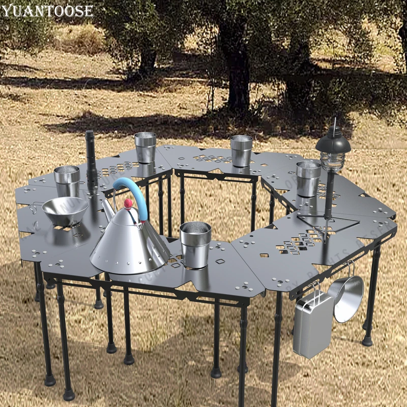 

Outdoor Aluminum Plate DIY Splicing Picnic BBQ Self-driving Camping Portable Table