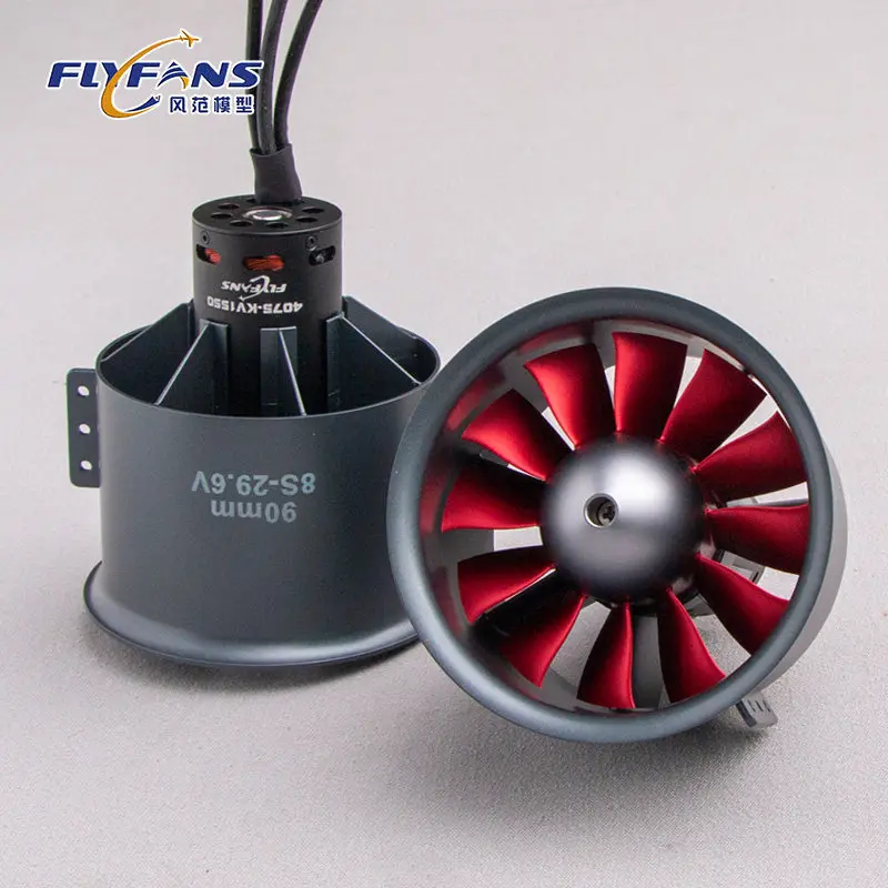 Flyfans 90mm Metal Culvert 6s-8s Powertrain Model Aircraft Accessories Metal Fan Blades Plastic Fan Blades 12 Blades