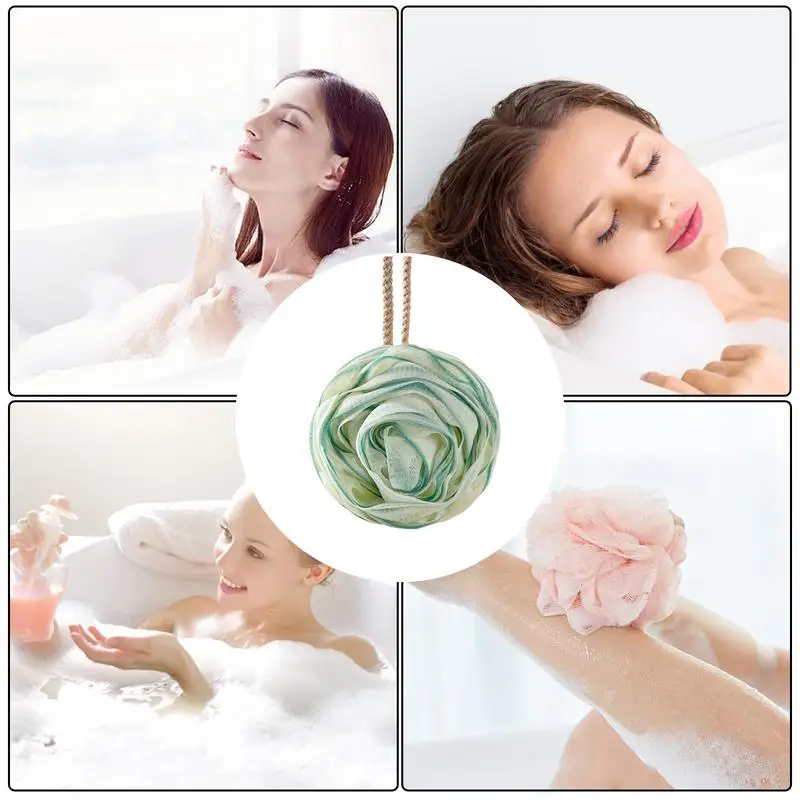 ลูกอาบน้ําฟองน้ําอเนกประสงค์ Rose Bath ฟองน้ําน่ารักลูกอาบน้ํา Lanyard อุปกรณ์อาบน้ําแบบพกพาสําหรับ Home Apartment ห้องน้ํา