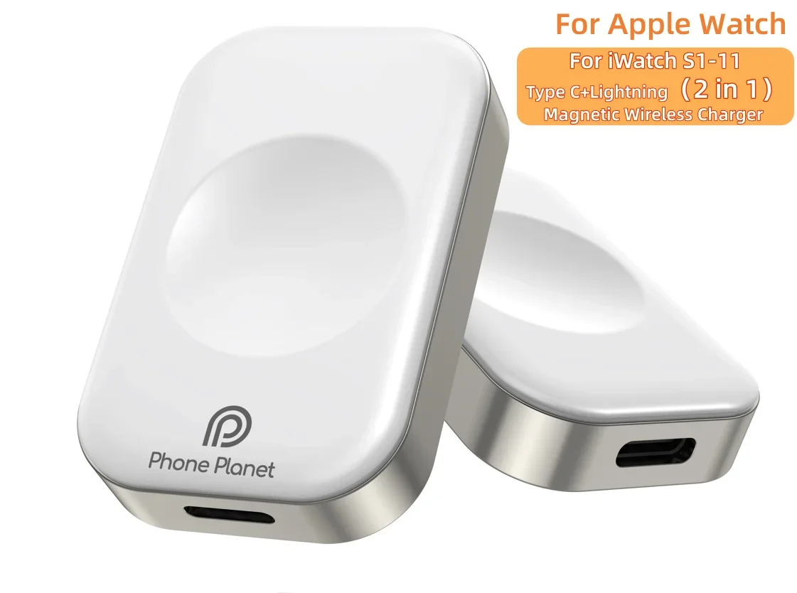 2-In-1(Type-C/L) Magnetic Wireless Fast Charger For Apple Watch Series 10 9 8 7 6 5 SE Charger For IWatch Series 6 5 3 2 1