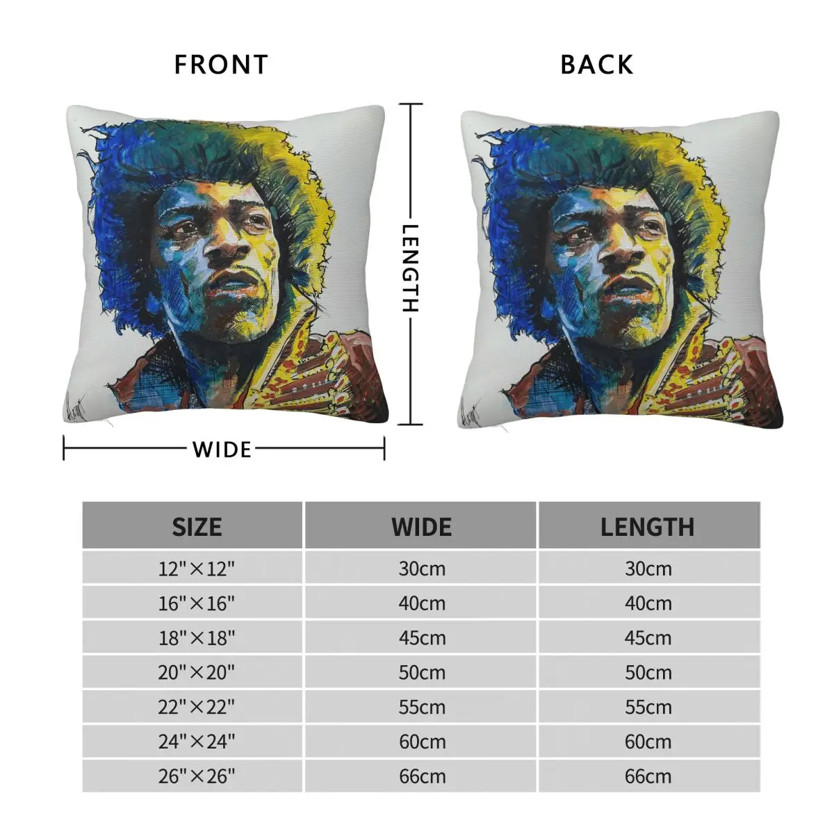 Jimi Hendrix Guitar God Square Pillowcase Polyester Linen Velvet Pattern Zip Decorative Pillow Case Room Cushion Cover