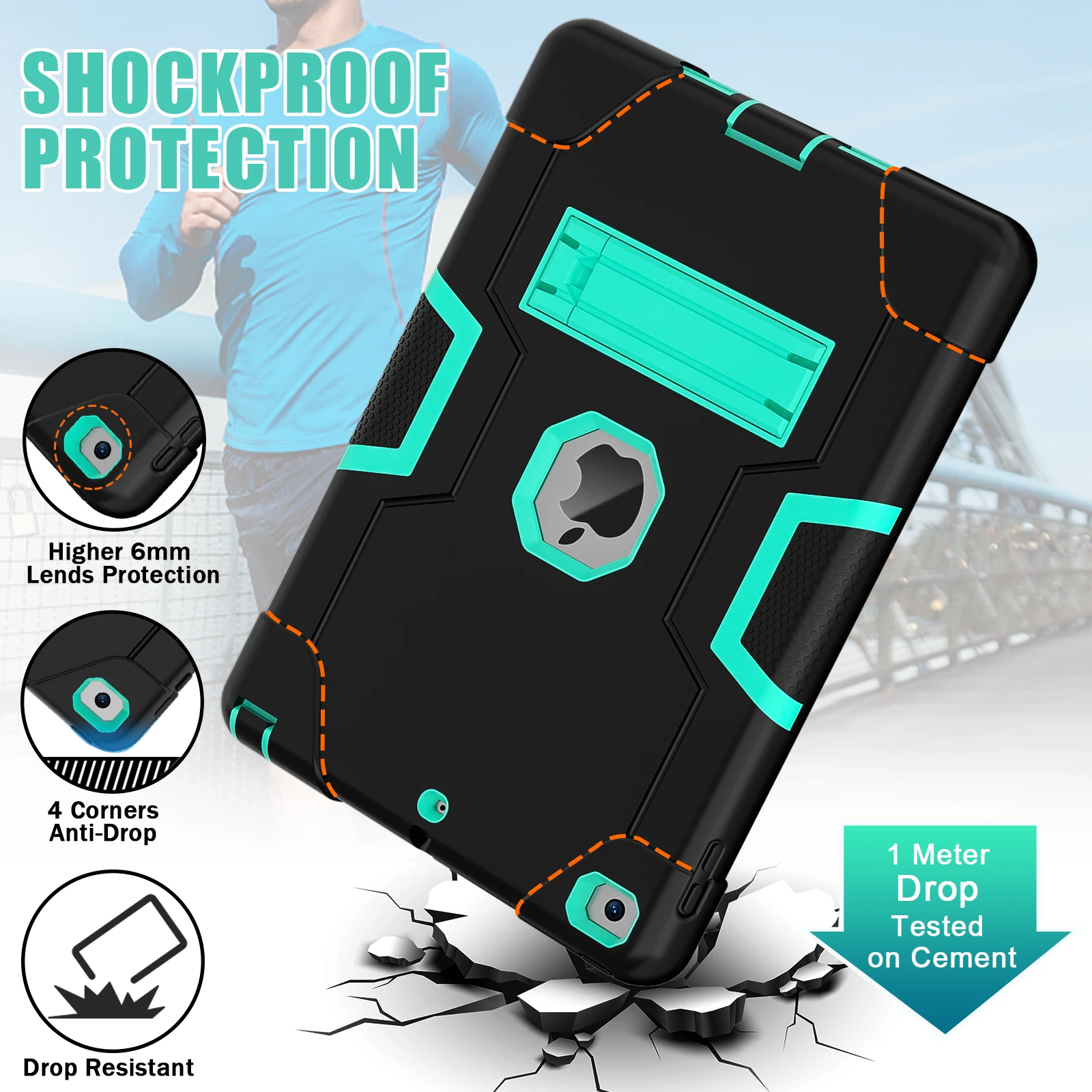 Case For iPad Air 5 4 10.9 2022 Pro 11 10.2 7th 8th 9th iPad 9.7 2017 2018  Mini 6 Shockproof Armor Stand Cover 3-Layer Design