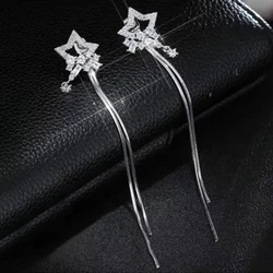 New Design Wedding Jewelry Luxury Clear Zircon Earrings Elegant 925 Sterling Silver Star Stud Earrings For Women
