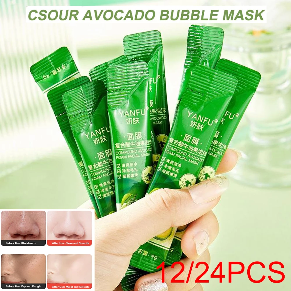 

Avocado Cleansing Clay Pure Avocado Bubble Mud For Face 12pcs Pores & Blackheads Removal Cleansing Natural Skin Care For Women