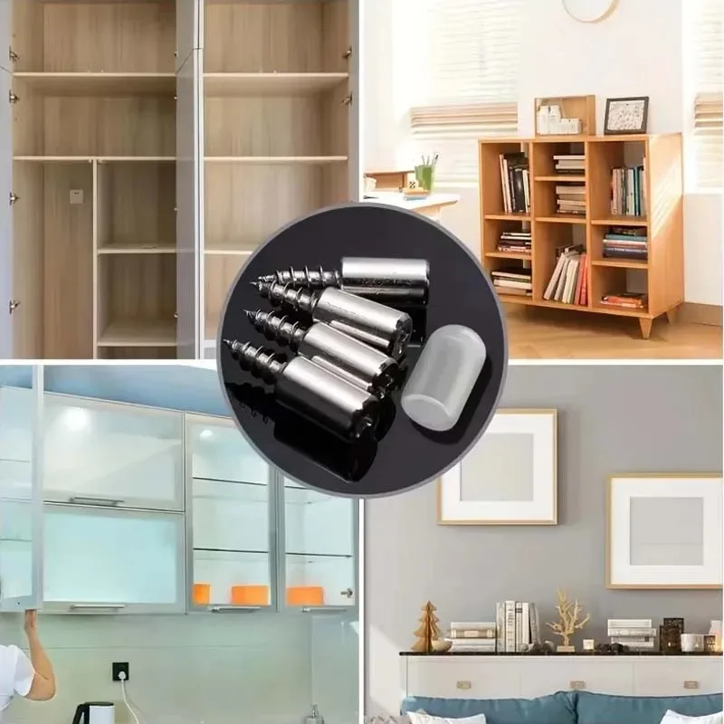 All-Purpose 1/16Set with Rubber Sleeve Laminate Cross Self-tapping Screw Support Wardrobe Cabinet Glass Hard Nonslip Partition N