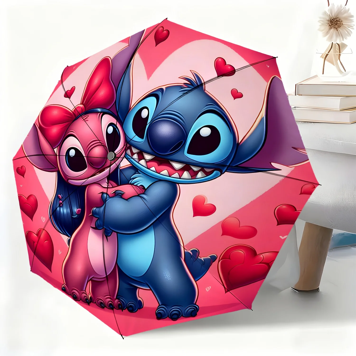 

Автоматический зонт с изображением Стича и Лило, лицензированный Disney, 1 шт. | Всепогодный, портативный складной зонт, идеально подходит для Рождества.