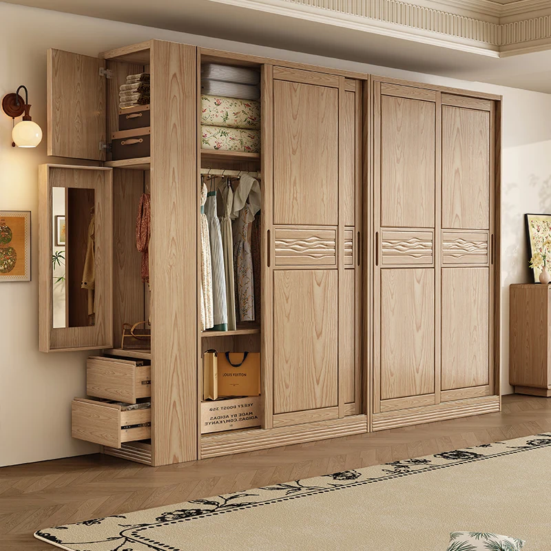 

Sliding Door Shelves Mirror wardrobe 60 cm wide Luxury Open Bedroom Cabinet/ Closet Storage Multipurpose Armario Furniture
