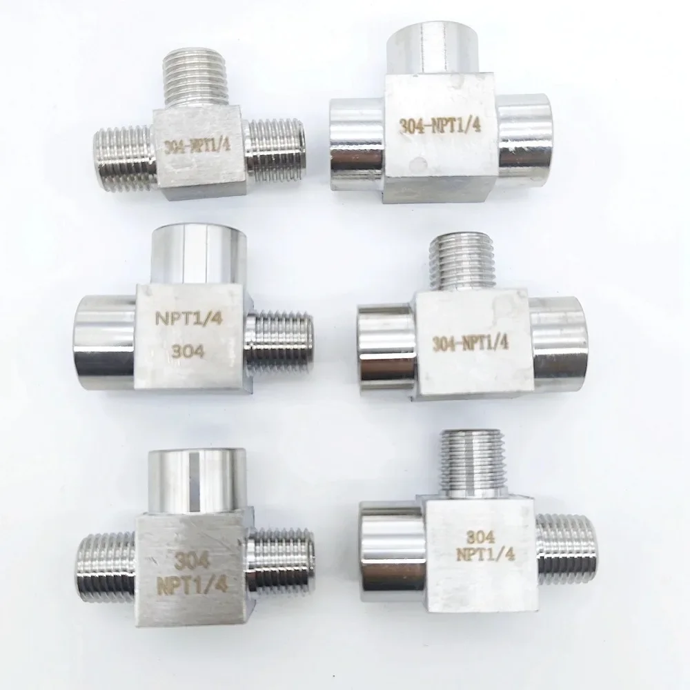 1/8" 1/4" 3/8" 1/2" BSP NPT Trójnik żeński męski 3-drożny Złącze rurowe ze stali nierdzewnej 304 Blok rozdzielacza Wysokie ciśnienie — zdjęcie 3