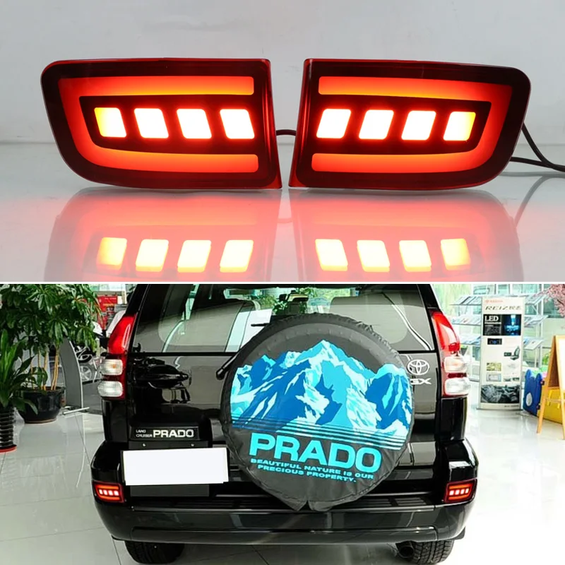 

LED Rear Fog Lamp For Toyota Prado 120 2003 - 2009 FJ120 Car Bumper Brake Light Reflector 3-in-1 Functions Signal Indicators