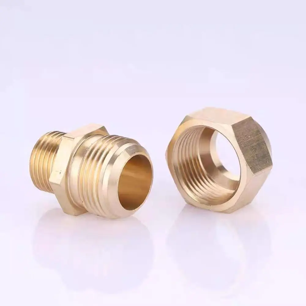 Durable Brass Flare Adapter Gold Hexagon Male Thread Connector 1/4
