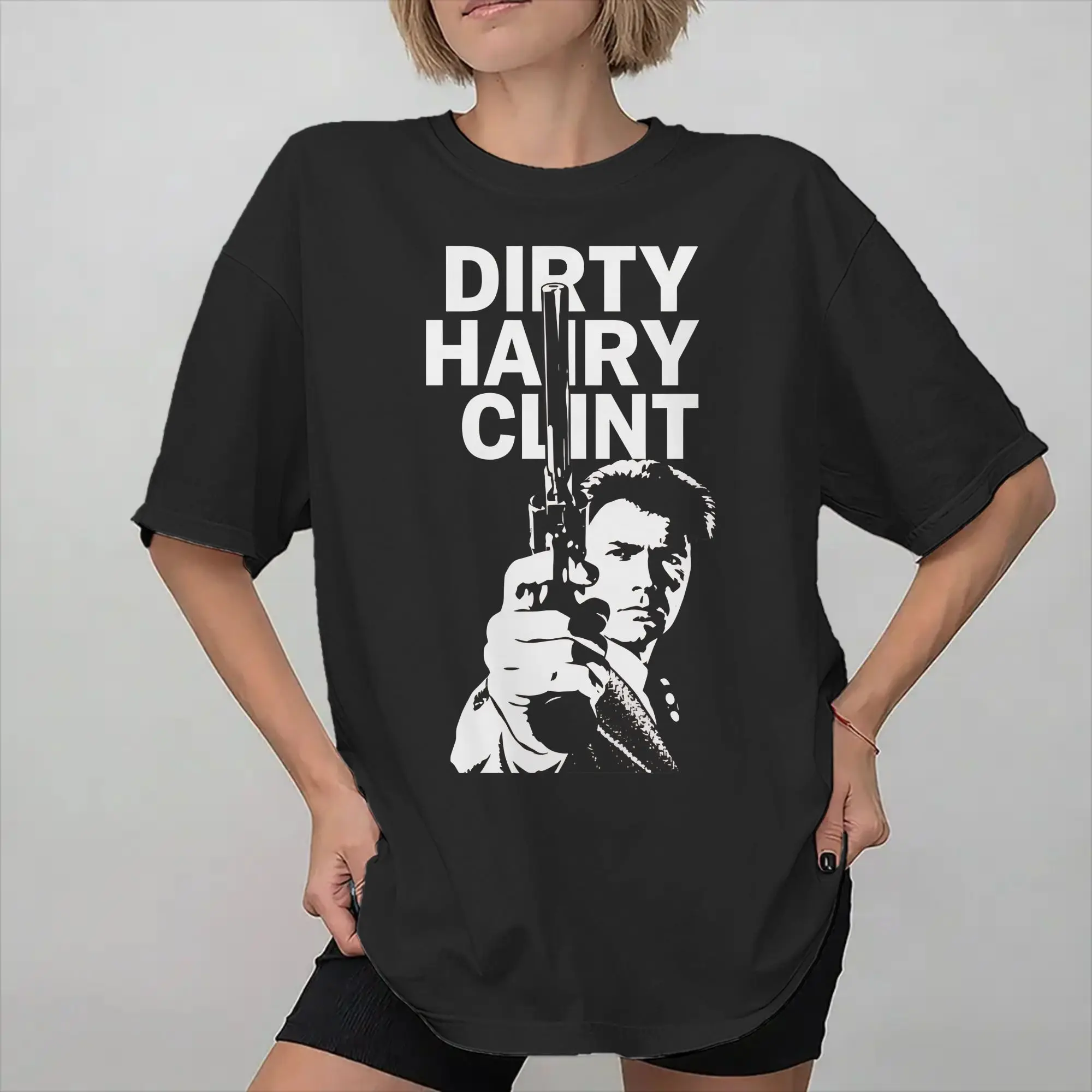 Mens Womens Dirty Harry Clint Eastwood Shirt Cotton Graphic Print Tee Shirts  Top Clothing