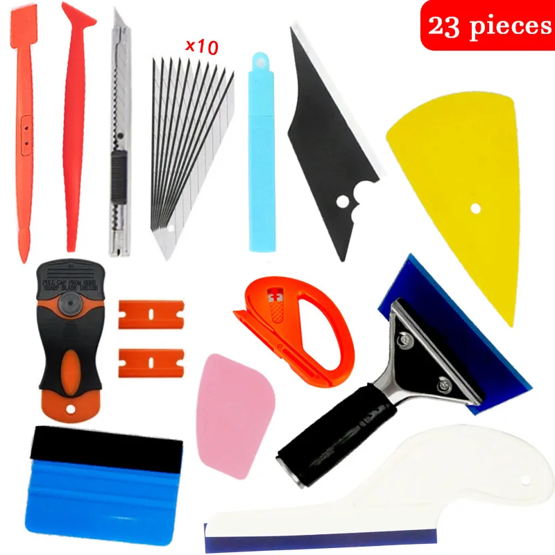 New Car Vinyl Tint Film Installation Tool Kit Rubber Scraper Magnetic Holder Wrapping Sticker Carving Knife with Spare Blades