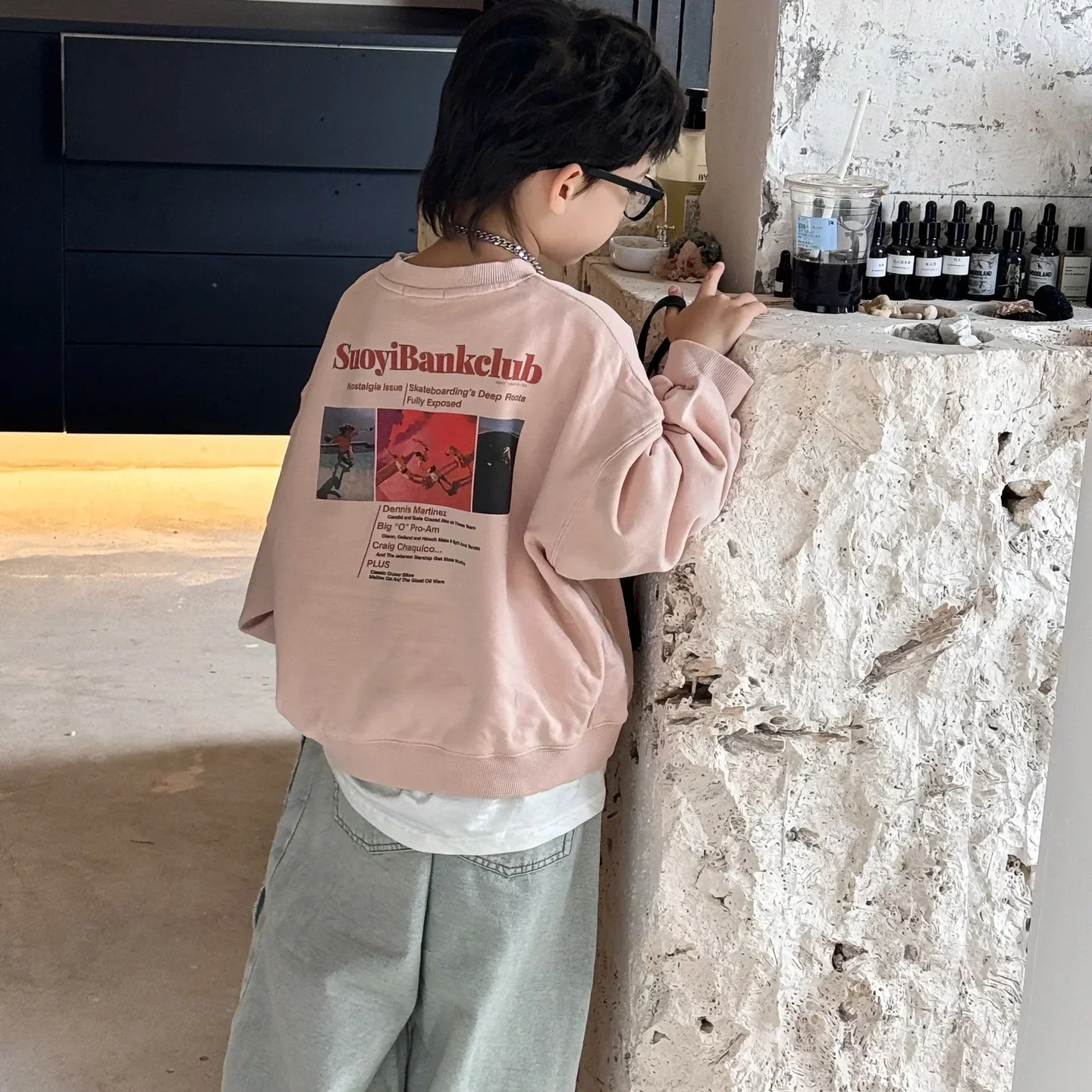 Children Clothing Fashion Loose Letter Printed Top 2024 Autumn New Korean Style Boy All Match Design Sense Pullover Hoodie