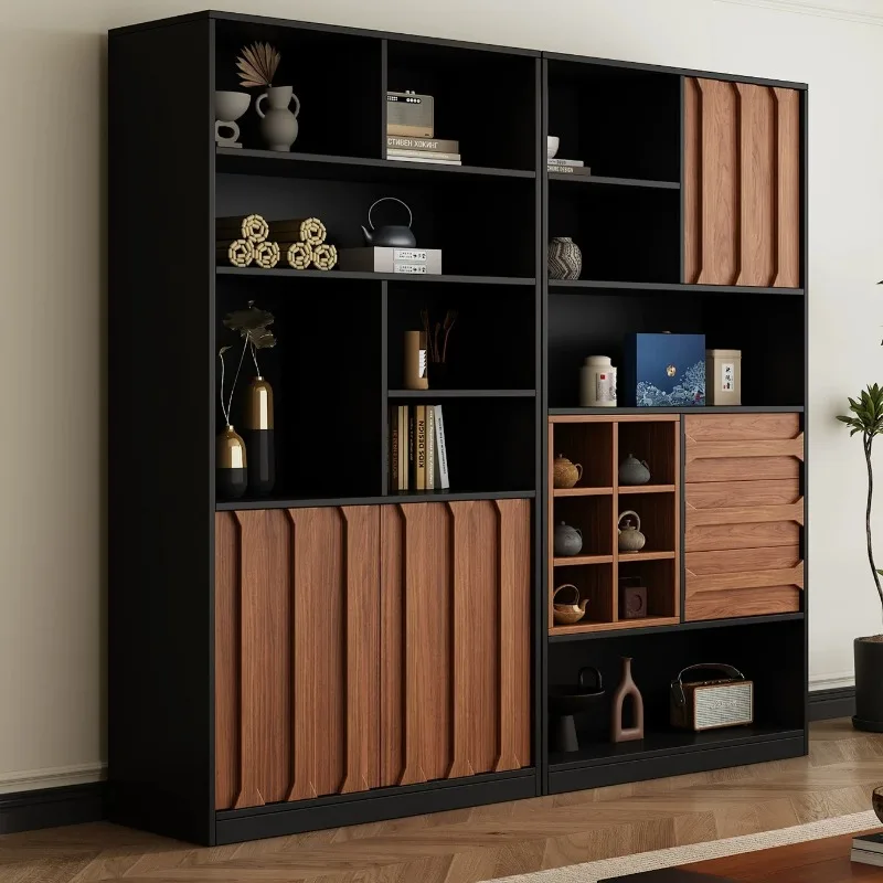Wooden Black Bookcase Narrow Luxury Library Collector Mid Century Bookshelf Ground Designer Baldas De Pared Home Furniture