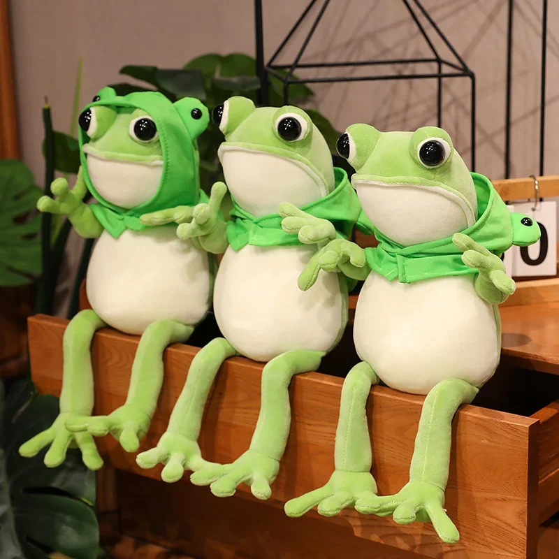 Kawaii Mantel Frosch Plüsch Spielzeug Weiche Stofftier Schöne Hut Große Augen Anime Puppe Baby Umarmung Kissen Kinder Junge Geburtstag Geschenke