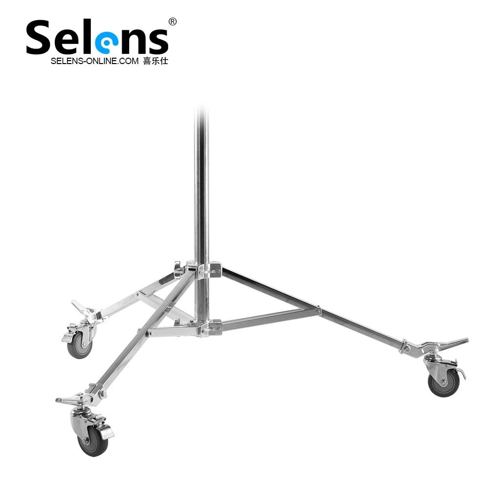 Selens 3-Pack C-Stand Swivel Caster Wheel Set Stainless Steel Light Stand Tripod Magic Leg Replacement Photography  For Studio