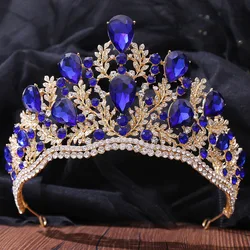 KMVEXO Luxury High Quality Royal Queen Wedding Crown for Women 2022 Large Crystal Banquet Veil Tiara Party Costume Hair Ornament