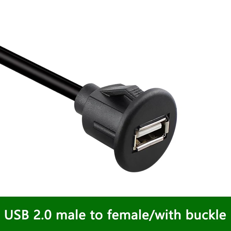 Car Dashboard Flush Mount Line USB 2.0 Port Panel Extension Cable Male to Female Socket Excellent Plastic Adapter