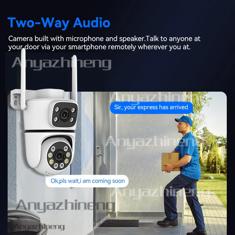 كاميرا CCTV للمنزل والخارجي/داخلي مع إنذار كشف الحركة وصوت ثنائي الاتجاه ومراقبة عن بعد ورؤية ليلية بالأشعة تحت الحمراء والفيديو