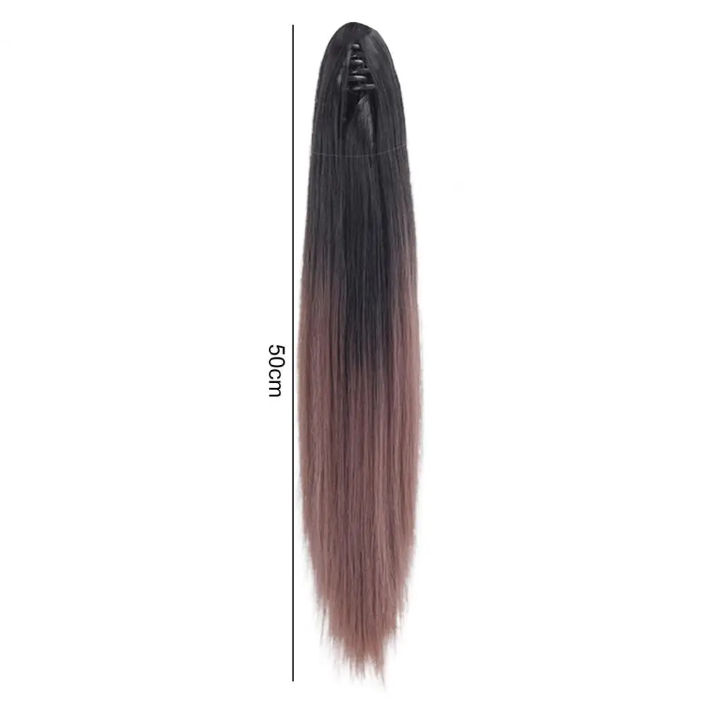 50cm Fake Ponytail Fluffy Non-knotting Tightly Fixed Hair Styling Long Straight Gradient Coloured Claw Clip Wig Ladies Dress Up