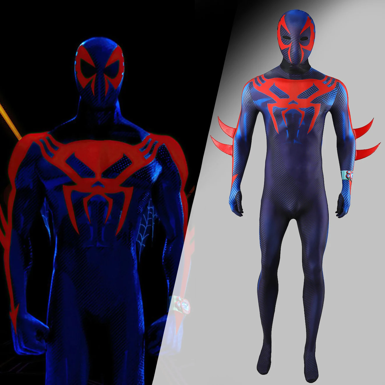 

Across the Spider Verse SpiderMan 2099 Cosplay Costume Superhero Miguel O'Hara Spandex Zentai BodySuits Outfit Halloween Costume