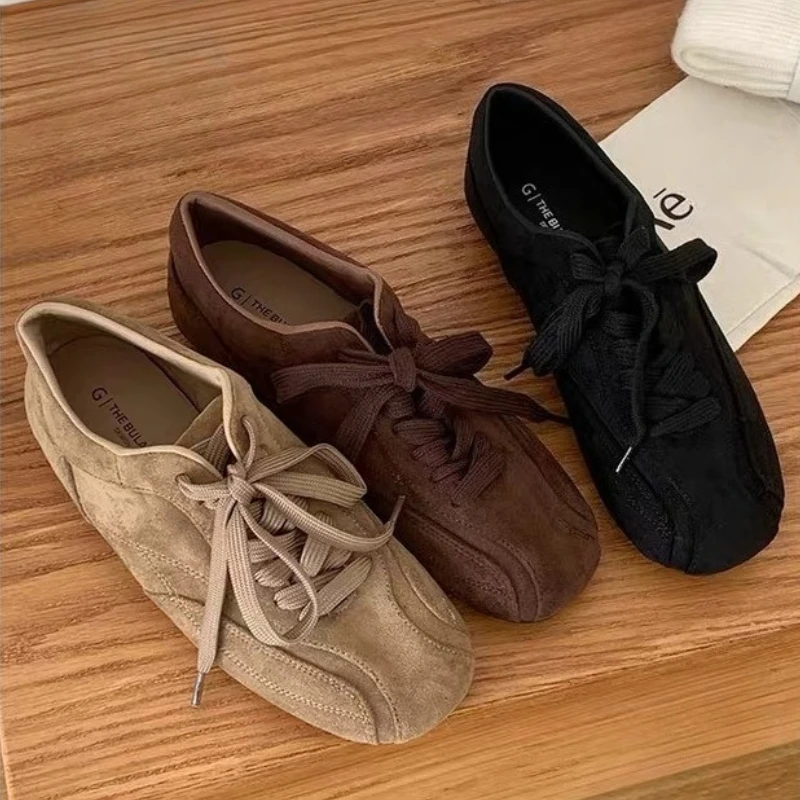 Fashion Retro Lace Up Casual Flat Shoes Women Comfort Autumn Footwear Female Brown Ballet Sneakers Women image 4