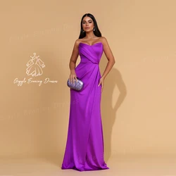 Giggle Strapless Arabia Sleeveless Pleat Floor-Length elegant gust wedding evening Gown Satin Women's luxury Party dresses 2024