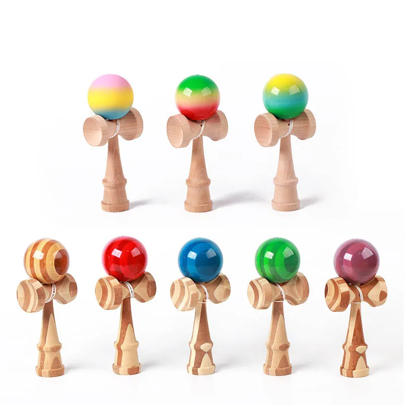 Painted Trick Ball Wood Kendama Toy Outdoor Fitness Balls Train Eye-hand Coordination For Kids Adults Juggling Traditional Toy