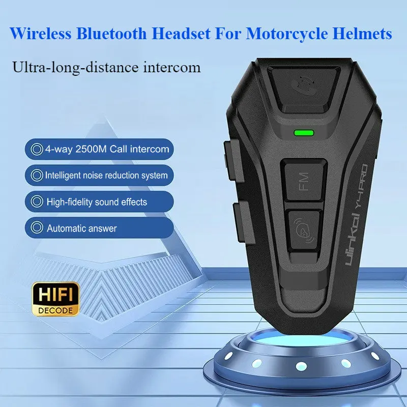 Y4PRO Motorcycle Intercom Bluetooth Helmet Headset Motorbike 4 Riders 2000M Waterproof With Music Sharing Interphone Headset