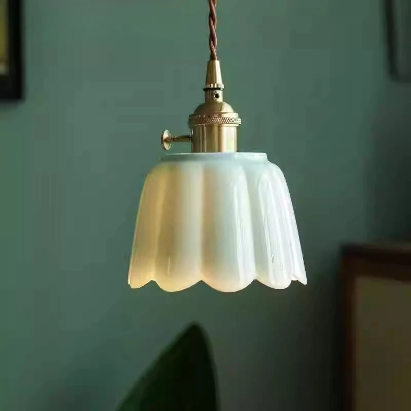 

Pink blue glaze handmade ceramic chandelier Chinese retro classical homestay bedside tea room restaurant