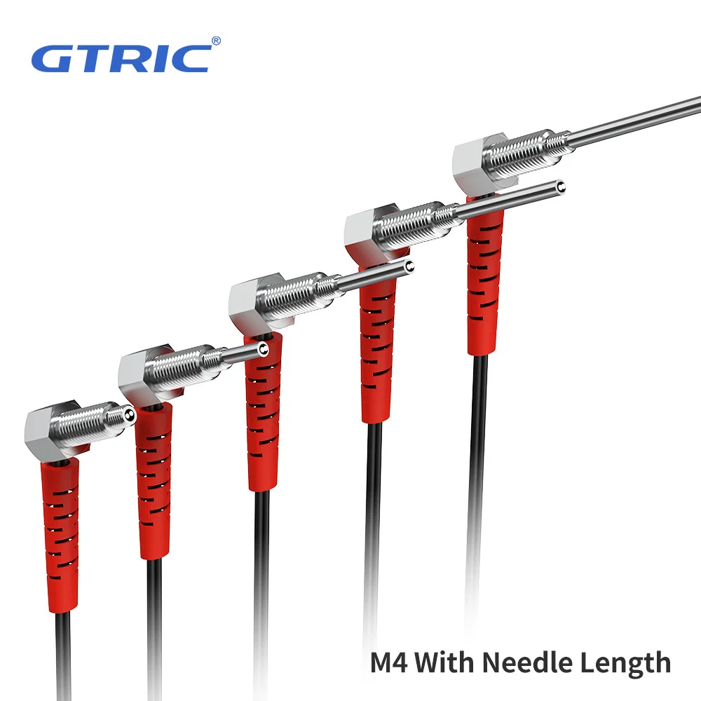 GTRIC Fiber Optic Sensor Diffuse Reflection M4 With Needle Long Elbow 12-24V DC Fiber Optical Amplifier Photoelectric Switch