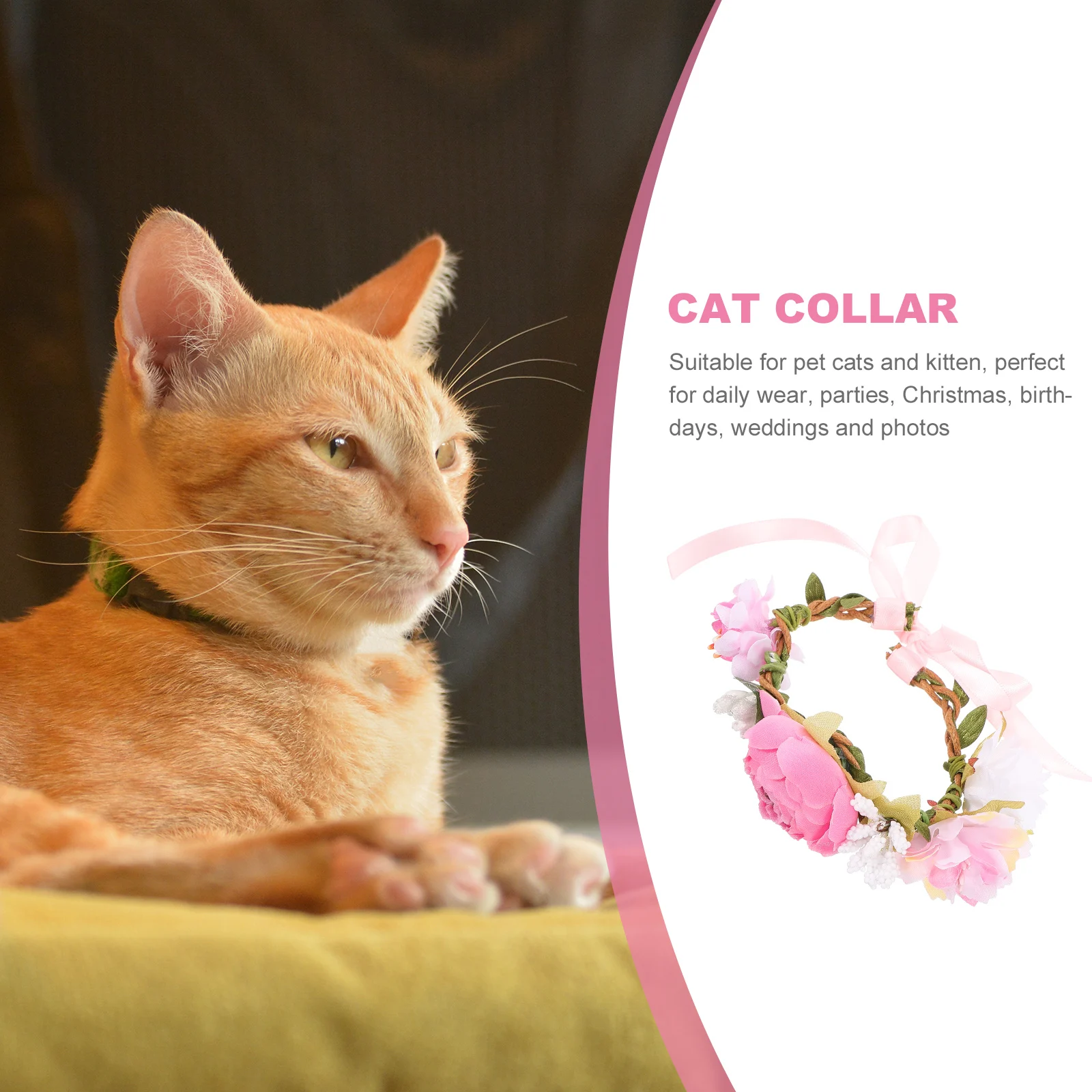 

Flower Design Pet Collar for Kitten Cat Lovely Dog Cartoon Puppy Delicate Adjustable Necklace Pink Flowers Easy to Wear