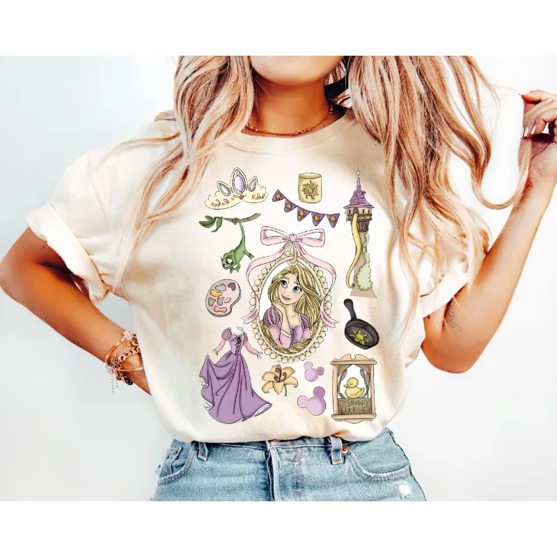 

Рубашка с цветочным принтом Disney Tangled Rapunzel в стиле ретро, футболка принцессы Диснея Rapunzel Lost Princess, рубашка Magic Kingdom, рубашка для семейной поездки