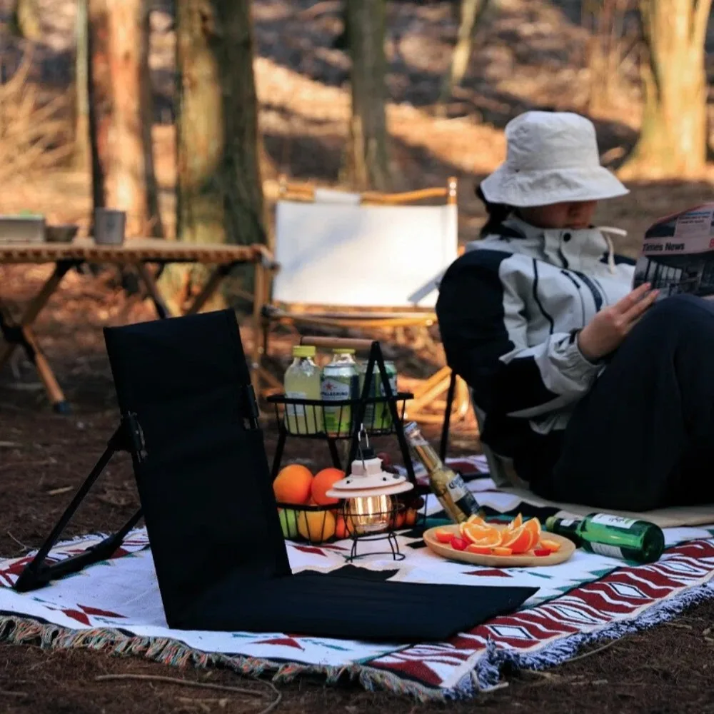 Foldable Camping Chair Backrest Cushion Picnic Camping Portable Beach Deck Chair Outdoor Garden AndPark Single Lazy Lawn Chairs image 2