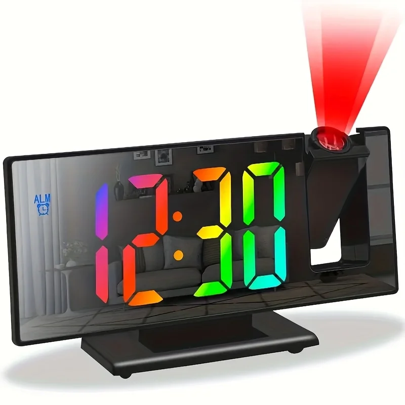 1PC Digital Alarm Clock with Projection, Support Backward Projection Forward Projection, Temperature Display, Adjustable Bright