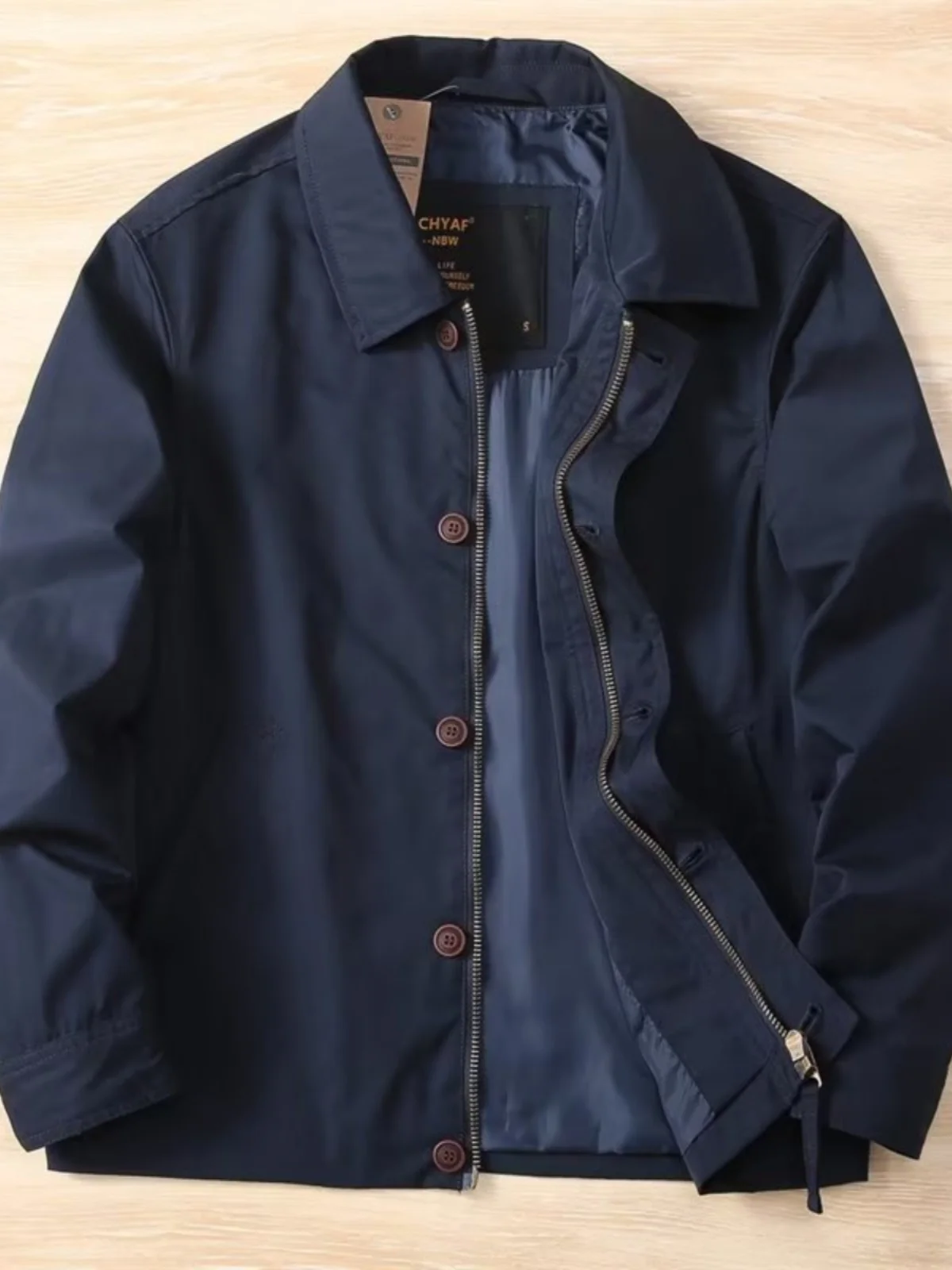 

Trendy Japanese Sle Men's Jaet 2025 New Spring Autumn Anti-Wind Flip Collar Coat Simple Design Casual Outerwear