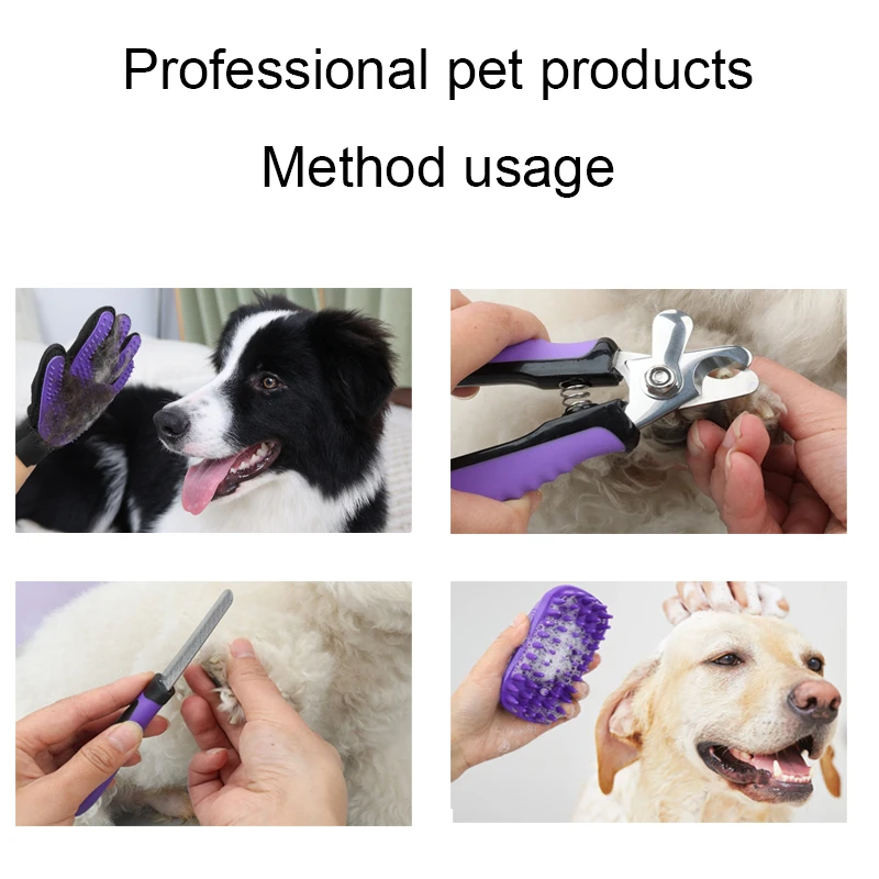 9-delige set schoonmaakgereedschappen voor huisdieren, kammen voor huisdieren, professionele nagelknipper, verzorgingsschaar voor honden, kattenkammen en handschoenen voor katten