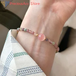 Fashion Delicate Tourmaline Handmade Beaded Bracelet For Women Girls Exquisite Elastic Rope Bracelet Creative Beaded Ring Gifts