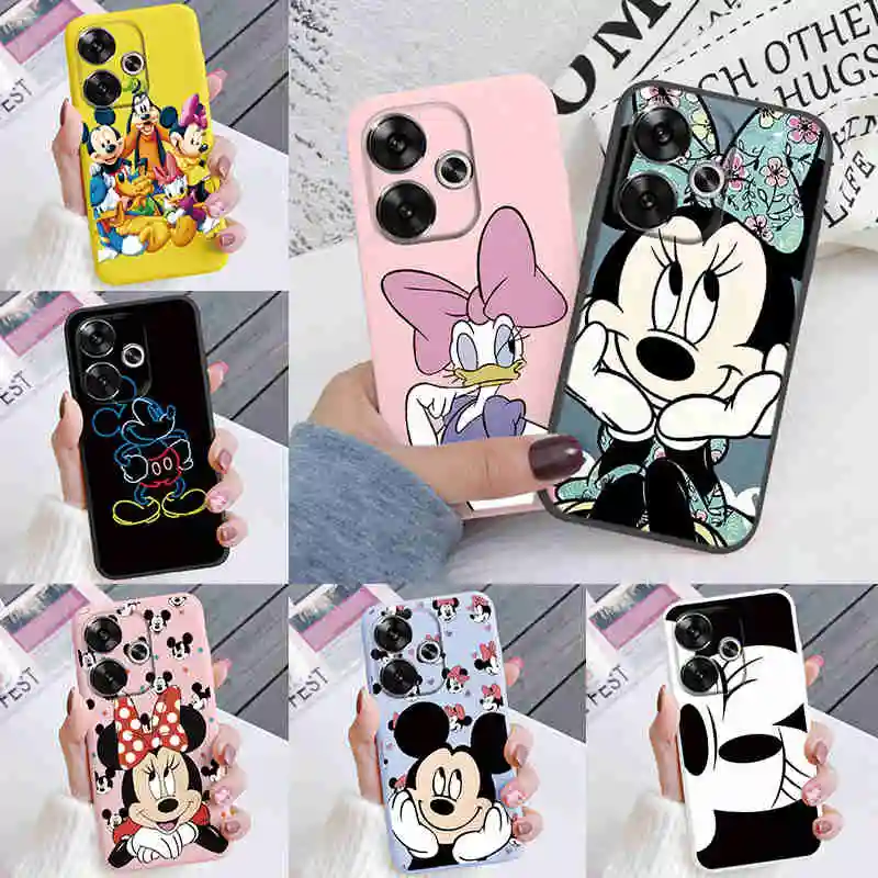 Mickey Minnie Pink For Poco F6 Phone Case PocoF6 Anime Cartoon Soft Silicone Fundas For Xiaomi Poco F6 F 6 Protective Back Cover