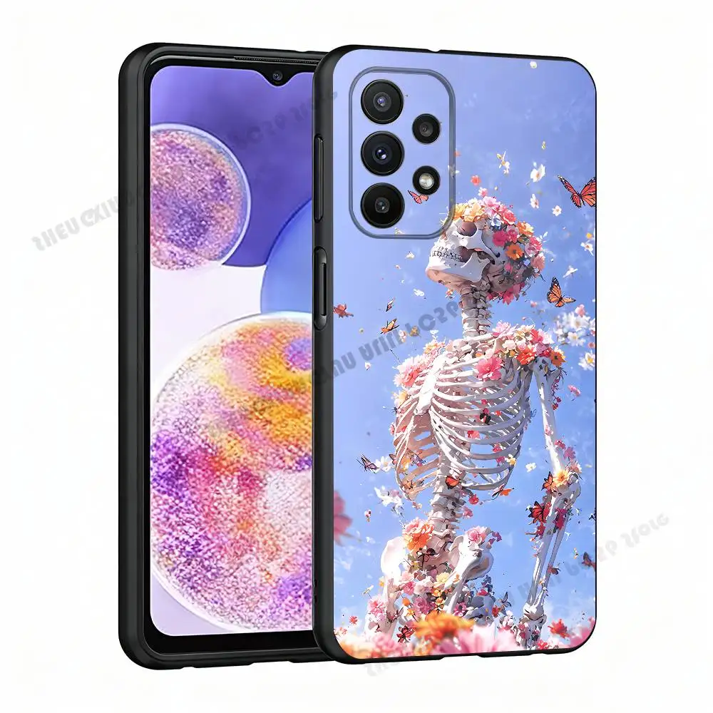 Bones Flowers Case For Samsung A21 31 51 53 71 20 22 30 32 42 50 10 11 4G 5G Cover