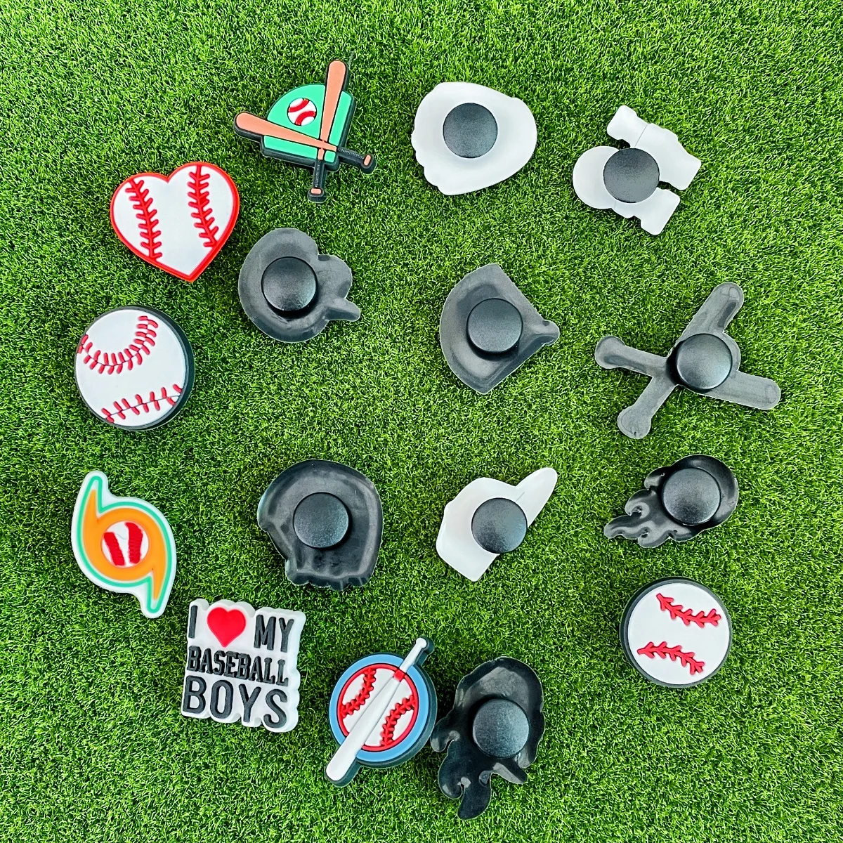 Dijes de decoración de zapatos de béisbol para zuecos, accesorios de dijes de pelota deportiva para niños y hombres, recuerdo de fiesta, 16 piezas